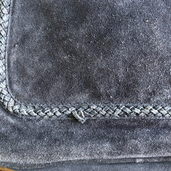 Zara Basic Blue Suede Boho Braided Tassel Bag - Picture 8 of 8